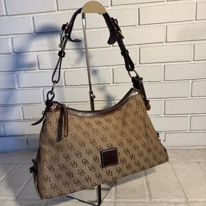 Dooney & Bourke Large Satchel Bag Leather & Signature Canvas - Pre-owned